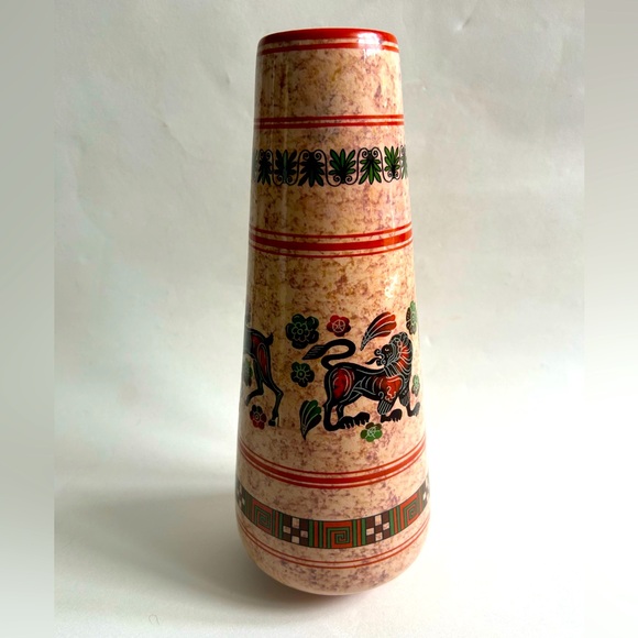 Vintage Neofitoy Keramik Greece Hand Painted Ceramic Vase Animal Motif - Picture 1 of 8